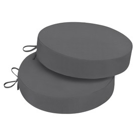 Wellsin Outdoor Bistro Chair Cushions, 3-Layer Waterproof Round Outdoor Cushions with Removable Covers, Outdoor Chair Cushions Set of 2, 15x15x3 Inch, Dark Grey