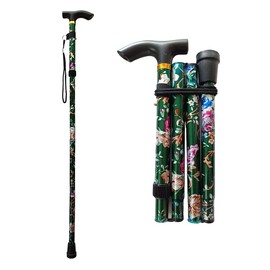 Collapsible Walking Cane for Women & Senior Men, Folding Lightweight Sticks for Seniors Balance, Adjustable Canes, Stick and Crutches for Adults, bastones para caminar Mujer & Hombre (Flower Green)