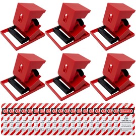 SAFBY Circuit Breaker Lockout Device - Lockout Tagout 480/600 Volt Universal Single Pole Clamp Lockout Tagout Electrical Breaker for Loto Station Lock Out Tag Out Set (6 pcs 480/600V Singal Pole)