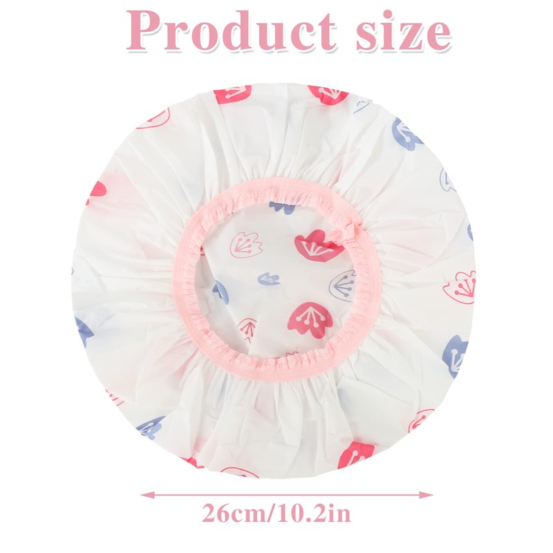 Waterproof Shower Caps, 3 Pcs Plastic Reusable Shower Caps Elastic