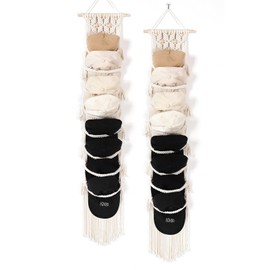AceList 2-Pack Organizer for Baseball Caps, Macrame Hat Hangers for Wall and Door, Boho Hat Rack with Macrame Wall Decor - Effortless Storage and Display of Hats (Up to 32 Caps)