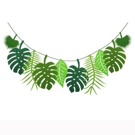 Tropical Leaf Banner, Hawaii Luau Party Birthday Decor Banner Palm Leaves Banner Decor Summer Jungle Theme Party Decorations Wedding
