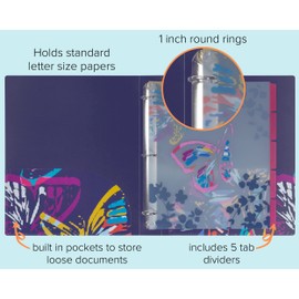 Vera Bradley 3 Ring Binder with Flexible Plastic Cover (Butterfly Flutter)
