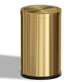YOJIA 4.7 Gallon/18L Stainless Steel Bathroom Trash Can,Gold Garbage Bin with Swing Lid, Round, Elegant Waste Basket, for Toilet Bathroom Cafe Kitchen Office Hotel Home (18L-Gold)