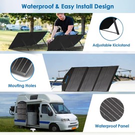 ACOPOWER 90W Portable Solar Panel,3x30W Foldable Solar Panel Suitcase with USB/DC/Type-C 3 Outputs for Phones,Camping,Outdoors, RV and Acopower Car Refrigerator Black