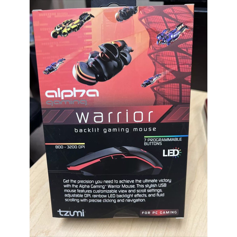 Alpha Gaming Mouse WARRIOR Backlit , 800-3200 DPI, 7 programmable