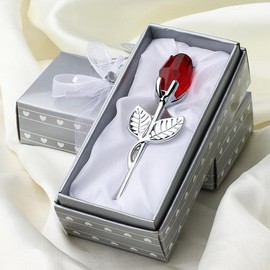 Crystal Metal Red Rose Crafts Graduation Gift Box Set, Valentine Gift Wedding Gift Mother's Day Gift Box Transparent:_Golden Rod Red Rose