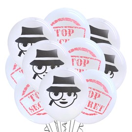 Malayan Products Kids Detective Balloons 12 Count Latex Mix, Top Secret Birthday Decorations, Murder Mystery Theme, Spy Investigator Event Party, 12Inch Standard Size