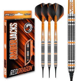 RED DRAGON Amberjack 2 Soft Tip - Juego de dardos de punta suave de tungsteno con vuelos y tallos