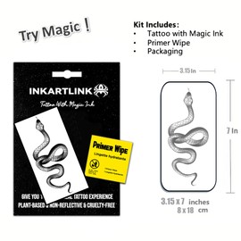 INKARTLINK Semi Permanent Tattoos, realistic temporary tattoos, suitable for cool boys and girls, waterproof and non-reflective, exquisite packaging, unique design(Snake 3)