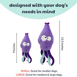 Huxley & Kent Slappies for Dogs | Squiggly Squid (Small) | Squeak & Shake Dog Toy | No Stuff Squeaky Toy, TPR Ball in Head | Simulates Hunting Nature for Dogs