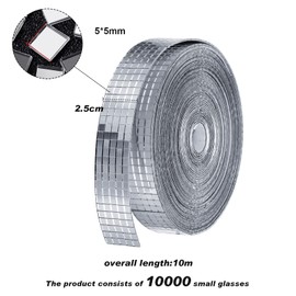 SATINIOR 10000 Pcs Disco Ball Mirror Tiles Self Adhesive for Crafts 5 x 5 mm Small Disco Tape Ball Stickers Square Mosaic Tiles Mirror Pieces for DIY Craft Party Decor