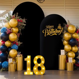 Black Arch Backdrop Cover 7.2FT 6FT Spandex Arch Covers Stretchy Backdrop Set of 2, Double-Layer Wrinkle Free Wedding Arch Stand Cover Party Backdrop Curtains for Baby Shower Birthday Party Decoration