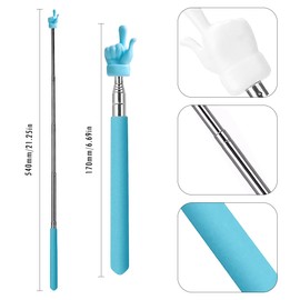 Jemey 4 Stück Zeigestab Ausziehbar, Edelstahl Kinder Ausziehbarer Lehrzeigerstab für Klassenzimmer, Kindergarten und Schule, Bunte Fingerform Zeigestock für Klassenzimmer Persönliche Interaktion