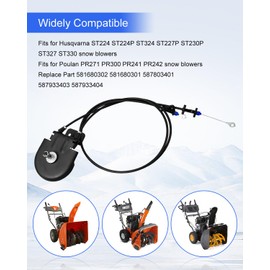 Rotator Cable Assy Compatible with Husqvarna ST224 ST324 ST327 ST330 ST224P ST227P ST230P and Poulan PR241 PR242 PR271 PR300 Snow Throwers, Snow Blower Rotor Cable Assembly Replace 581680301 581680302