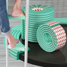 Bunk Bed Ladder Pads, Soft Extra-Wide Edge Protector, Self-Adhesive Bunk Bed Ladder Cover Foam Padding Traction Treads for Stair Steps, Sharp Edges, Table, Desk, Furniture 6.5 Ft Light Green