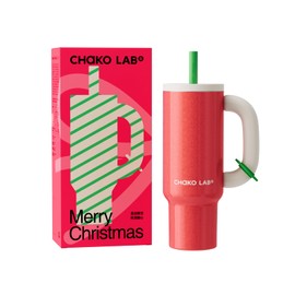 CHAKO LAB Christmas BaWang Insulated Stainless Steel Tumbler | Tumbler with Handle and Straw 33oz | Cup Holder Friendly for Trave | BPA-Free | 316 stainless steel liner| Red & White