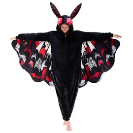 NEWCOSPLAY Unisex Adult Red Mothman Onesie Pajamas Animal One Piece Costume Cosplay Sleepwear (Red Mothman, Small)