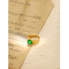 GNIRTSI Gold Simulated Emerald Ring for Women Solitaire 8 *