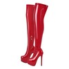 blingqueen Women's Stretch Boots Overknee Boots Platform Stiletto, Lacquer red