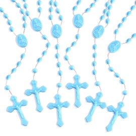 NCPLYGOU 100 Pcs Plastic Rosary Bulk, 17 Inch Plastic Rosary, Church Prayer Plastic Rosary Beads Catholic Necklace Easter Gifts