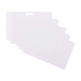 50 x Karteo® Blank Plastic Cards White Horizontal Horizontal with Punching Hole Slotted Hole for Lanyards Chains and Clips