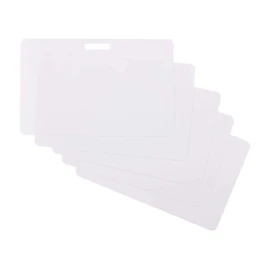 50 x Karteo® Blank Plastic Cards White Horizontal Horizontal with Punching Hole Slotted Hole for Lanyards Chains and Clips