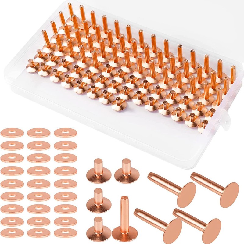 Comphic Copper Rivets for Leather, Smooth Leather Rivets, Pure Copper