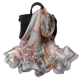 FAIRYGATE Summer Scarfs for Women Lightweight Chiffon Silk Scarf Travel Extra Large Floral Shawl Ladies Oversized Scarves Soft Wraps For Evening Dresses A5015