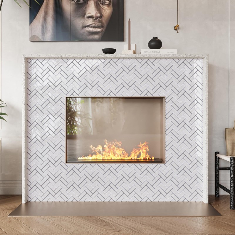 CRE8TIVE 16 Sheets Herringbone Peel and Stick Backsplash Tiles 12"x12"