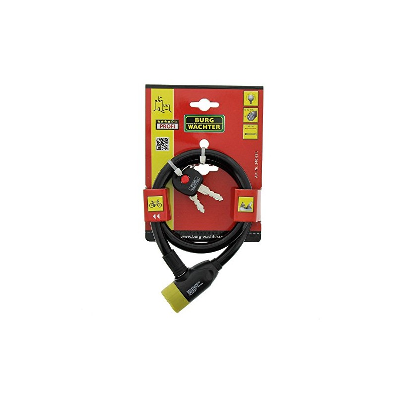 Burg-Wächter Cable Lock with Lighted Keys, Auto-Locking, Length: 65cm, 340