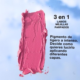 Blush en crema, multiusos en barra, rubor en crema, humectante, FPS 15, (con vitamina C y E, Semilla de uva) para piel grasa, sensible, seca, con antioxidantes, 3 en 1. (Tono rosas rosa)