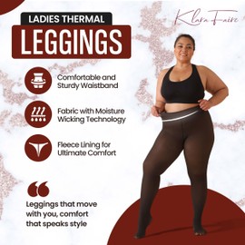 Klara Faire Fleece Lined Tights for Women | Warm Fleece Lined Leggings for Winter Clothing | Fake Translucent Pantyhose | Thermal Tights for Women | Tights with Fleece Lining for Brown Girls (Medium)