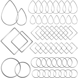 PAGOW 96Pcs Earring Hoop Jewelry Making, Hypoallergenic Teardrop Square Round Silver Earrings Beading Hoop Bulk for DIY Crafts Accessories Supplies