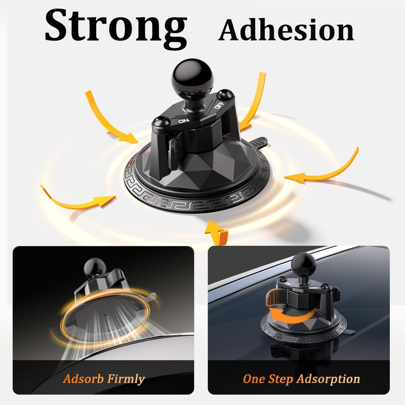 LOKTENWO Twist-Lock Suction Cup Mount with 1” Ball