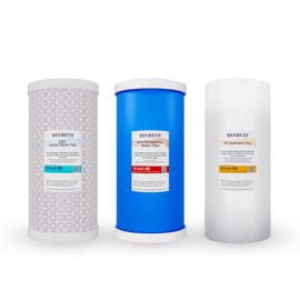 10" BB Iron Buster Filter Set (3-pack) for Whole House Water Filtration Systems w/ 10" x 4.5" Sediment, Iron Manganese Reduction, CTO Carbon Block Water Filters
