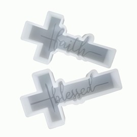 Fuehbur Faith and Blessed Cross 2 Pack Car Freshie Mold - Cross Pendant Shape Silicone Mold-Aroma Beads Mold - Scented Candle Mold-Epoxy Resin Mould for DIY Home Decor Gifts Making - 2PCS