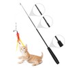 Goldge Cat Toy Feathers Retractable Fishing Rod with 12 Refills