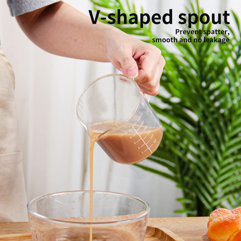 77L Glass Measuring Cup, Clear Liquid Measuring Cup with V-Shaped