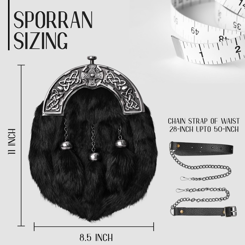 Sporran Kilt for Men Premium Fur Full Dress Scottish kilt
