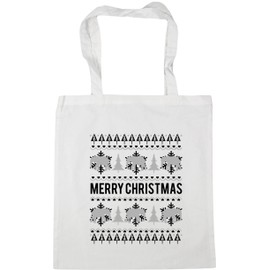 Hippowarehouse Merry elephant christmas Tote Shopping Gym Beach Bag 42cm x38cm, 10 litres