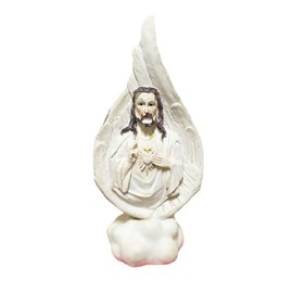 Antique Religious Statue Ornament Resin Feather Holy Family Figure Jesus Mother Lady St Joseph Catholic Religious Statue Table Decoration Creative Art Craft Desktop Ornament for Church Home Decor