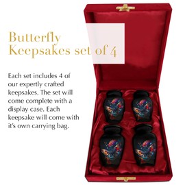 Honorary Memorials Butterfly Keepsake Box with 4 Keepsake Urns for Human Ashes - Handmade Cremation Urns - Adult Burial Urn - Small Urns for Human Ashes