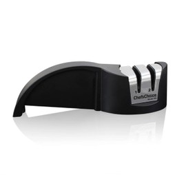 Chef'sChoice Hone Manual Knife Sharpener for Serrated and Straight Knives Diamond Abrasives Easy and Secure Grip Compact Design, 2-Stage, Black