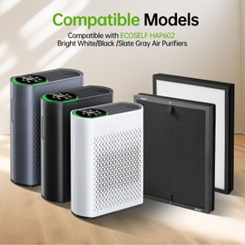 2 Pack HAP602 Filter Replacement Compatible with ECOSELF HAP602 HAP602WF Air Cleaner, 3-IN-1 H13 True HEPA Filter with Premium Activated Carbon, High-Efficiency Filtration for Home Office