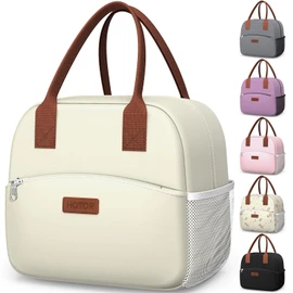 HOTOR Lunch Bag for Women & Men - Wear-Resistant & Leak-Proof Insulated Lunch Box with Large Capacity, Multi-Functional Cooler Bag for Office, Picnic, Beige, 10L, 10.60" x 5.90" x 9.50"