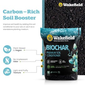 Wakefield Premium Biochar Soil Conditioner – 100% Pure Organic Biochar Soil to Boost Nutrient Retention and Water Efficiency for Houseplants, Gardens, & Lawns – 2 Quarts