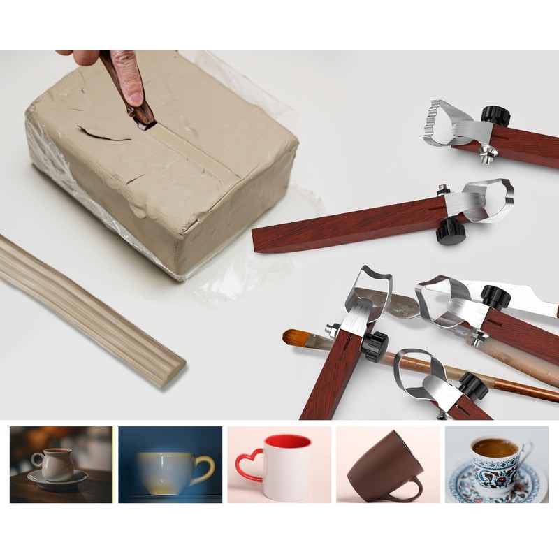GEOCCI 5 Pcs Pottery Handle Making Tool Pottery Carving Tools