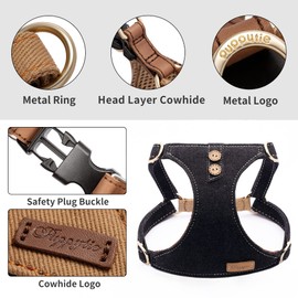 Dog Harness, No Pull Dogs Harness and Multi-Function Leash Set for Medium Dogs Easy Walk Everyday Adjustable Soft Dog Vest Harness Fashionable Dog Accessories Black-Button-Slim Large