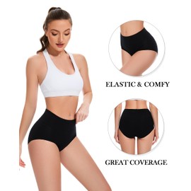 CAILECOTTON Womens Underwear Cotton Briefs Plus Size High Waisted Underwears Women Pack Cotton Panties for Women Pack Black